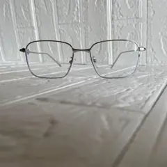 クリアレンズメガネ　度なし　シルバー　メタルフレーム　ユニセックス　韓国