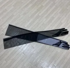 ロンググローブ　黒　シースルー