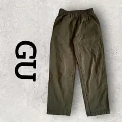 GU シェフパンツ ワイドテーパードパンツ ドローコード付き (S) オリーブ