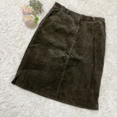 タイトスカート 38 ブラウン上品な厚手 コーデュロイ 希少 ユーロ古着
