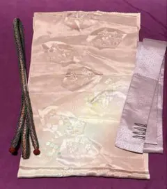 帯揚げ・帯締め・重ね襟セット　くすみピンク　絹