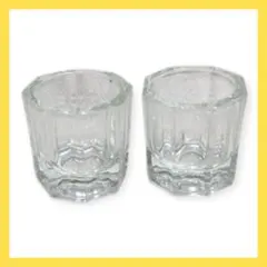 2個 ネイルアートのクリアガラスクリスタルカップボウル マニキュアケアツール