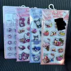スパンコールパーティー　キティ　クロミ　キラコロおはじきシール　キティ　計4点