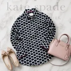 Kate Spade 総柄 綿100 長袖シャツ S リボン モノトーンのサムネイル