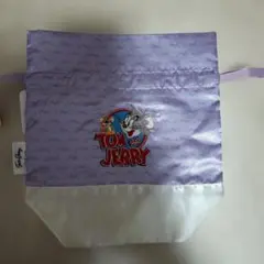 トムとジェリー 　サテン　巾着袋　 紫のサムネイル