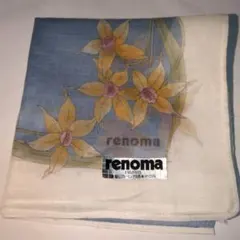renoma水色の 花柄ハンカチno26