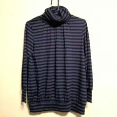 くしゅくしゅタートルネックトップス☆ブラック×パープル