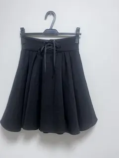 INGNI ブラック フレアスカート レースアップウエスト