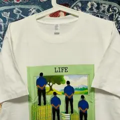 知見の差 ティーシャツ 半袖 メンズ ヴィンテージリプリント L XL 白
