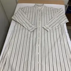 earthストライプ 長袖 シャツワンピース