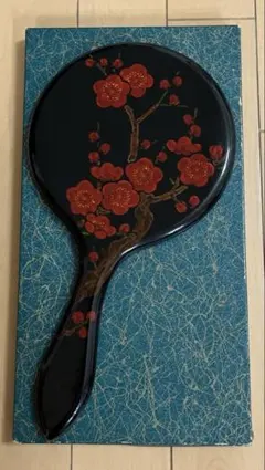 【ミホ様専用】　手鏡　漆器　塗　花　梅