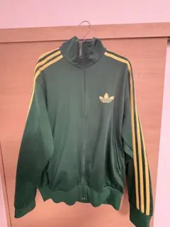 adidas グリーン ジップアップジャケット M