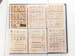 木製スタンプセット アルファベット 数字 アイコン