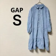 GAP 【Ｓ】 ギャップ シャツワンピース 柔らかデニム 長袖 ライトブルー