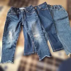 ベビーキッズデニムダメージ加工3点ZARA、グローバルワーク、プチマイン