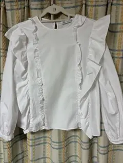 ZARA フリル付きホワイトブラウス