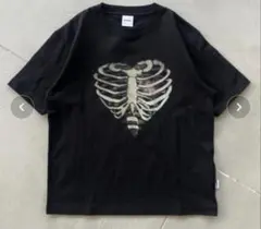 WISHFOREVER ハート 肋骨 プリント Tシャツ