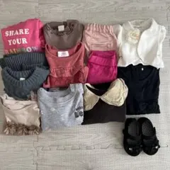 【美品】女の子80サイズまとめ売り10着 秋冬 靴14cm