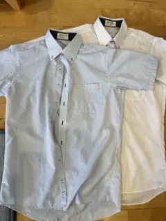 オリヒカ半袖シャツ 2枚セット 白 薄青