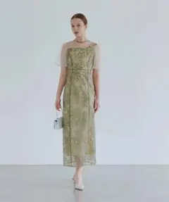 Leja アシンメトリーシアーフラワーワンピースドレス Sサイズ