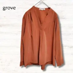 グローブ grove 長袖カットソー オレンジ系 M 薄手 プルオーバー