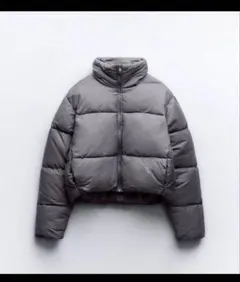 ZARA グレー ショート丈ダウンジャケット
