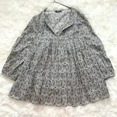 美品✨️ジャーナルスタンダード ギャザーブラウス 総柄 花 ペイズリー ブルー系
