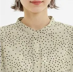 GU ドット柄 長袖ロングシャツワンピース