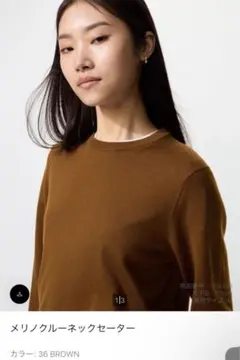 メリノクルーネックセーター S BROWN