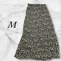 プリーツロングスカート　花柄　総柄　 M ナチュラル　ウエストゴム　ライトオンのサムネイル