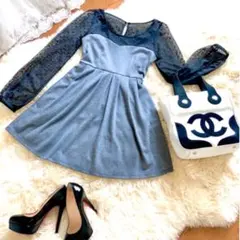 マーキュリーデュオMercury Duoドット レース切替え ミニワンピース