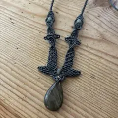 マクラメ編み ハンドメイド タイガーアイ 三日月型 ネックレス - メルカリ