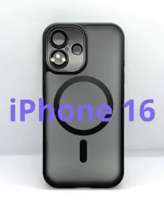 iPhone16 ケース ブラック クリア マグセーフ 新品 レンズ保護1084