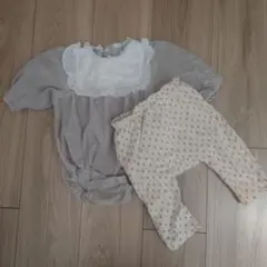 アカチャンホンポ ロンパース グレー スエード生地 ズボンおまけ付き 70サイズ