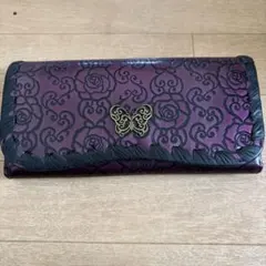 美品】ANNA SUI アナスイ セルパン がま口長財布 パープル 紫 白蛇