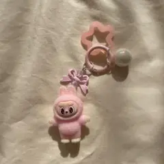 ラブブ　ミニ　キーホルダー　チャーム　星　ピンク
