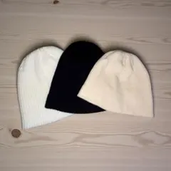 ニット帽 3点セット ホワイト ブラック ベージュ