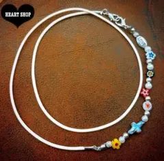 LOVE♡マスクストラップ ミルフィオリ ✝️淡水パール グラスコード