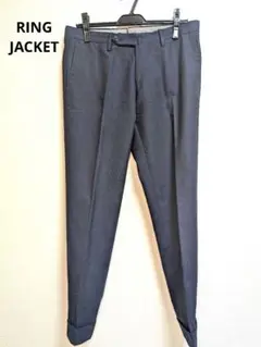 RINGJACKET ウール1プリーツ パンツ ネイビー