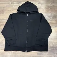 美品】HUF 肉厚 ジップパーカー ボックスシルエット M 黒 ワンポイント