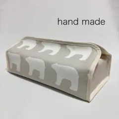 kippis生地のティッシュボックスカバー♪シロクマ柄×グレー