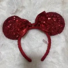 ディズニーカチューシャ スパンコール 赤