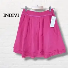 タグ付き☆INDIVI☆タックスカート タグ付き ワールド【38】ピンクのサムネイル