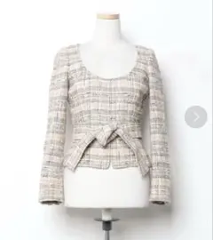 VALENTINO ノーカラージャケット ミックス　ツイード　ピンク　38のサムネイル