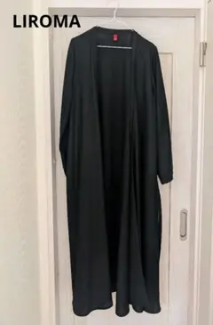LIROMA 黒ロングカーディガン ウエストリボン
