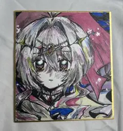 一点物 手書き アナログ イラスト 色紙 オリジナル 魔法少女 女の子 ゎ
