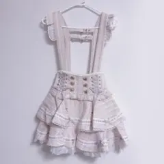 LIZLISA リズリサ はしごリボンツイードティアードスカパン ピンク