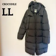 CROCODILE 【LL】フード付き ブラックロングコート アウター