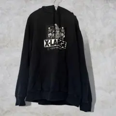 X-LARGE フーディ　黒　L 髑髏　ドクロ　古着