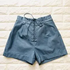 jouetie/フェイクレザーショートパンツ/レースアップ/ブルー/Mサイズのサムネイル